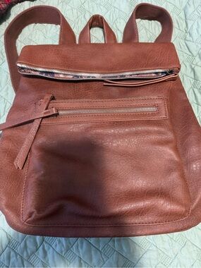 Women's Leather Backpack Purse - Rust Brown